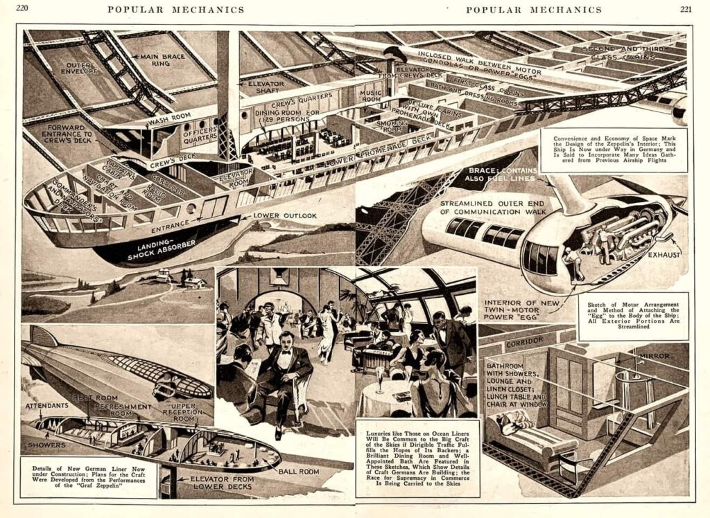 this is a great illustration of the interior of its predecessor, the Graf Zeppelin.